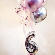 globo plata y rosa